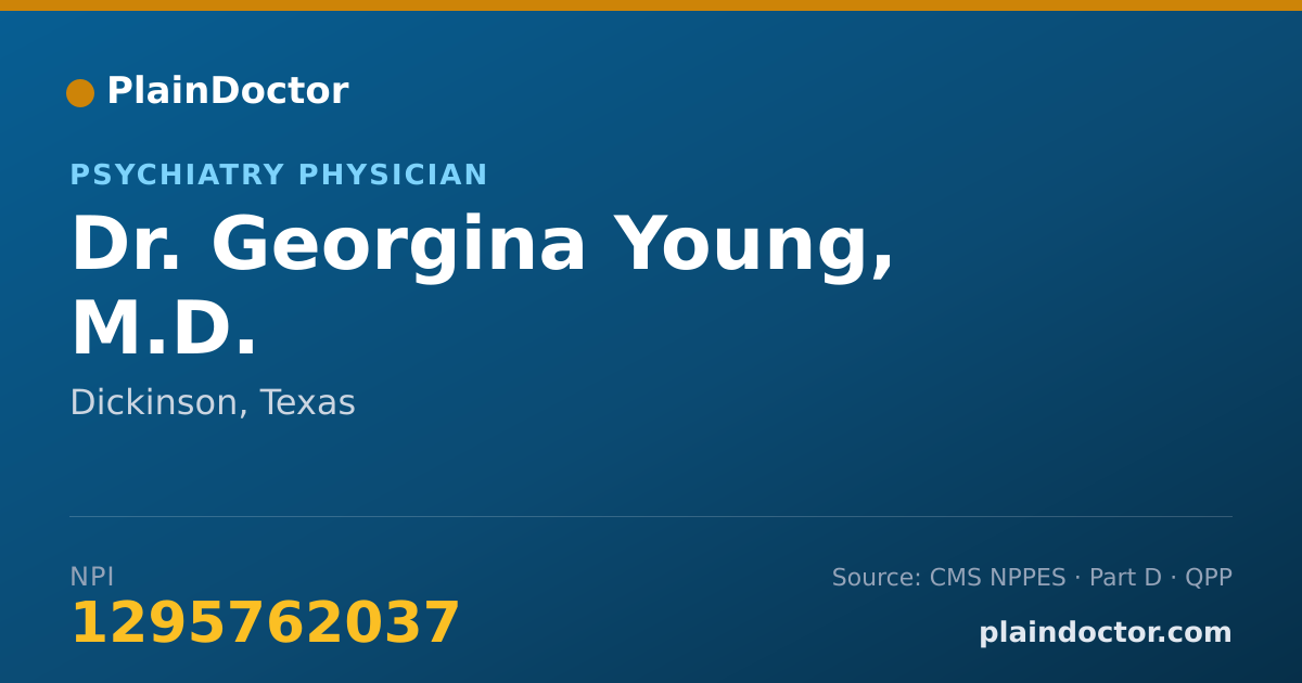 Shareable card for Georgina Young, M.D. - Psychiatry Physician, Dickinson, TX