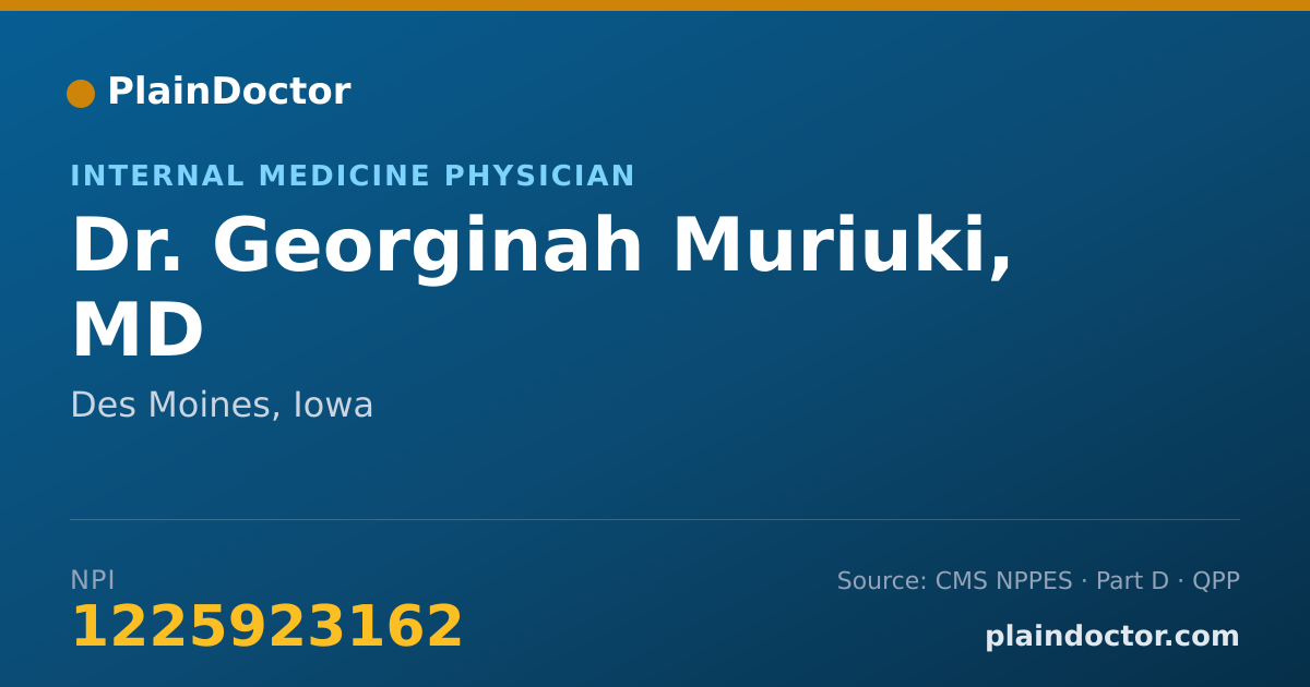 Shareable card for Georginah Muriuki, MD - Internal Medicine Physician, Des Moines, IA
