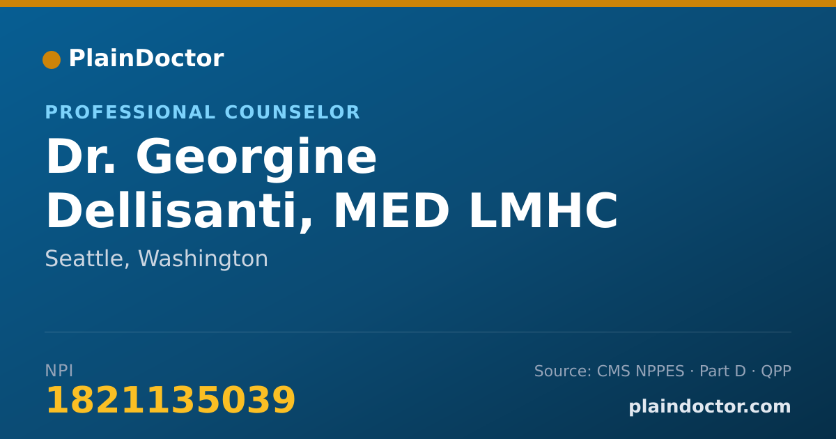 Shareable card for Georgine Dellisanti, MED LMHC - Professional Counselor, Seattle, WA