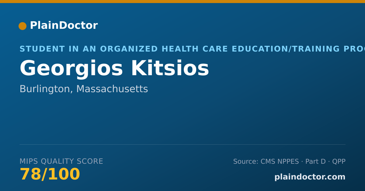 Shareable card for Georgios Kitsios - Student in an Organized Health Care Education/Training Program, Burlington, MA