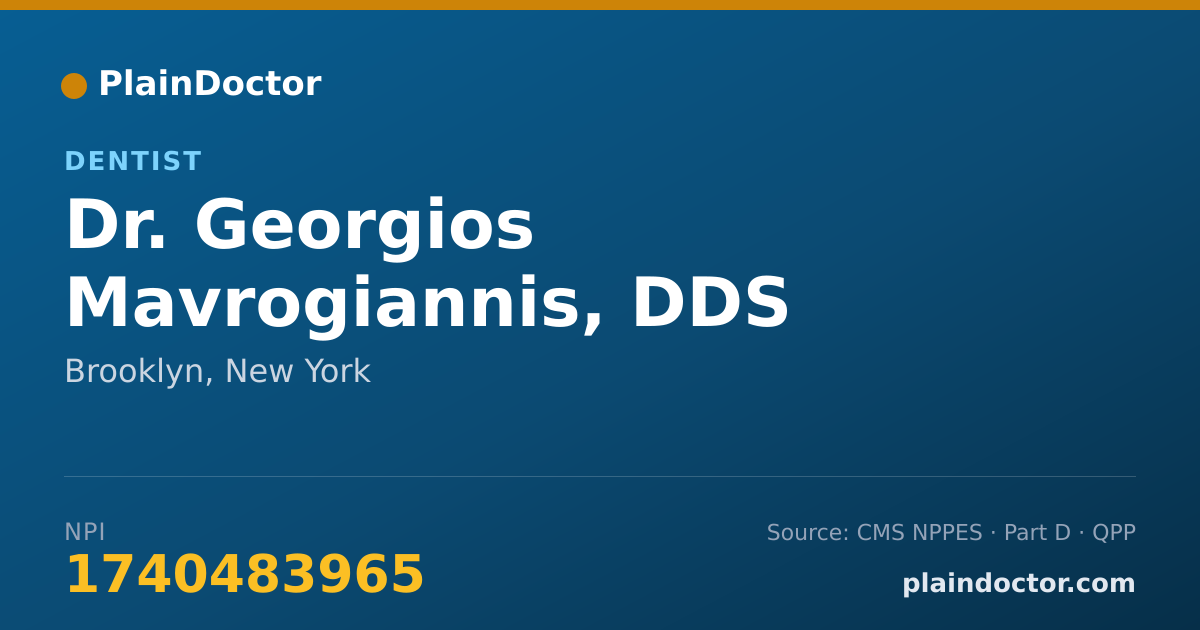 Shareable card for Georgios Mavrogiannis, DDS - Dentist, Brooklyn, NY