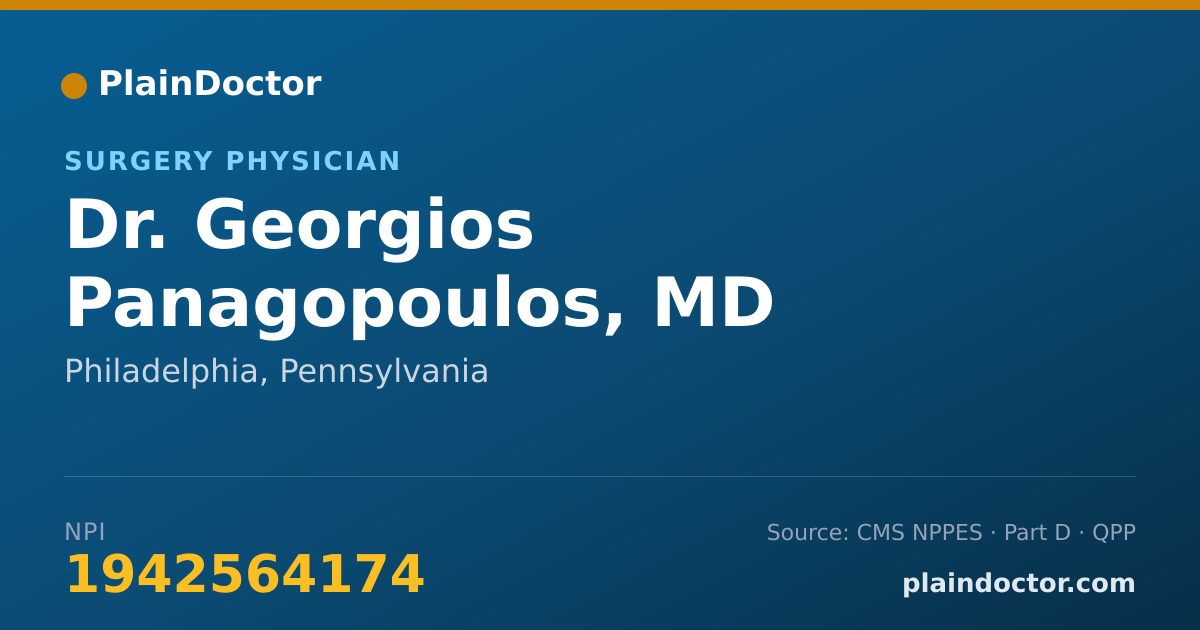 Shareable card for Georgios Panagopoulos, MD - Surgery Physician, Philadelphia, PA