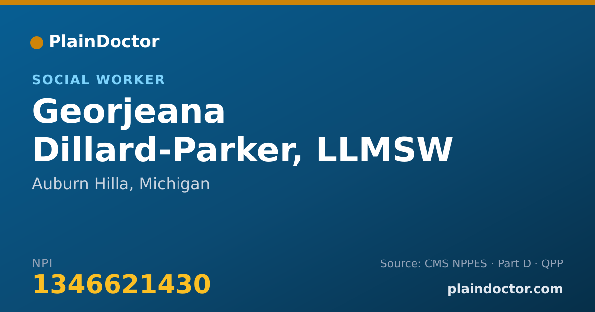 Shareable card for Georjeana Dillard-Parker, LLMSW - Social Worker, Auburn Hilla, MI