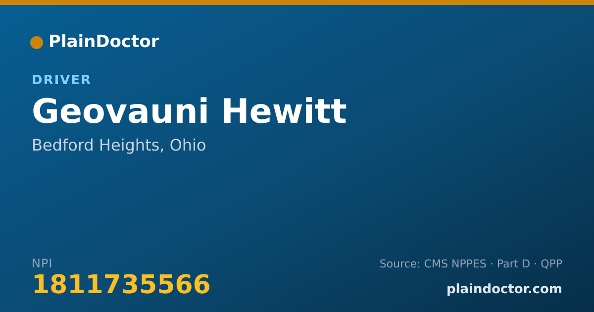 Shareable card for Geovauni Hewitt - Driver, Bedford Heights, OH