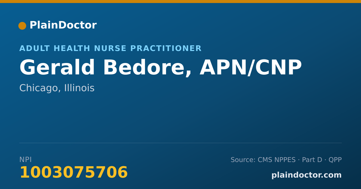 Shareable card for Gerald Bedore, APN/CNP - Adult Health Nurse Practitioner, Chicago, IL