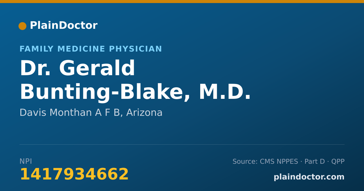 Shareable card for Gerald Bunting-Blake, M.D. - Family Medicine Physician, Davis Monthan A F B, AZ