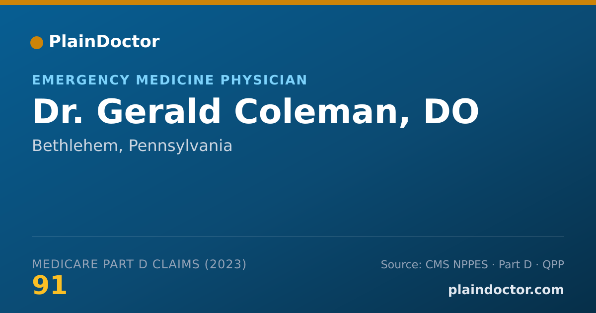 Shareable card for Gerald Coleman, DO - Emergency Medicine Physician, Bethlehem, PA