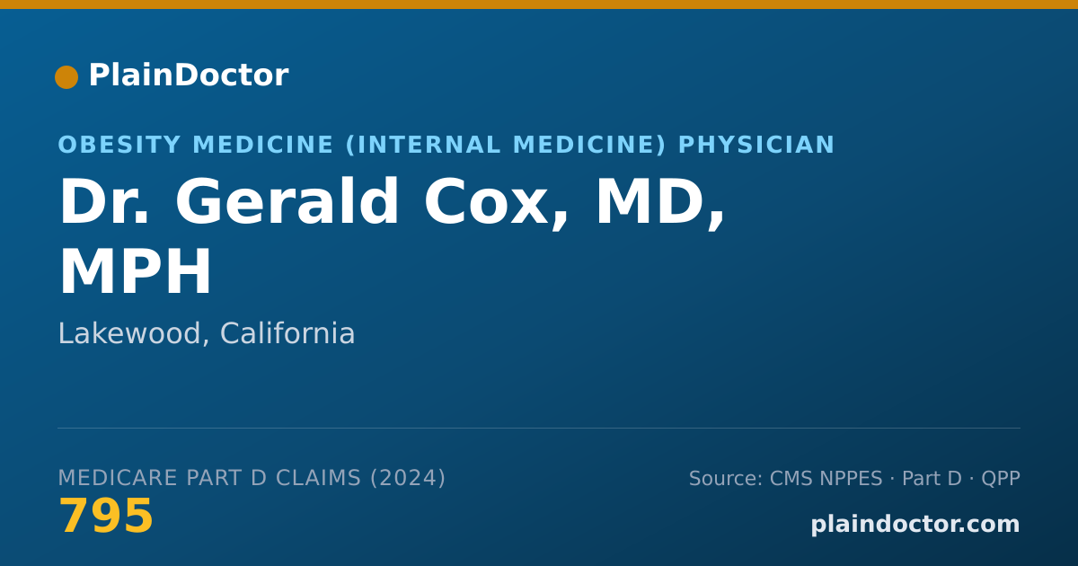 Shareable card for Gerald Cox, MD, MPH - Internal Medicine Physician, Lakewood, CA
