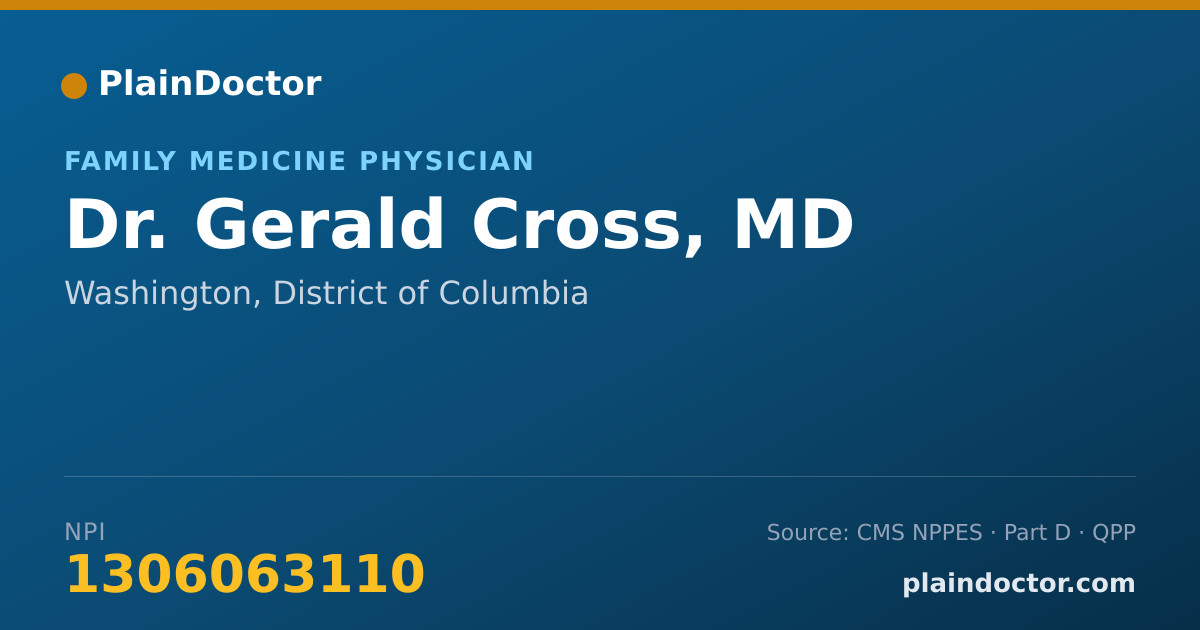 Shareable card for Gerald Cross, MD - Family Medicine Physician, Washington, DC