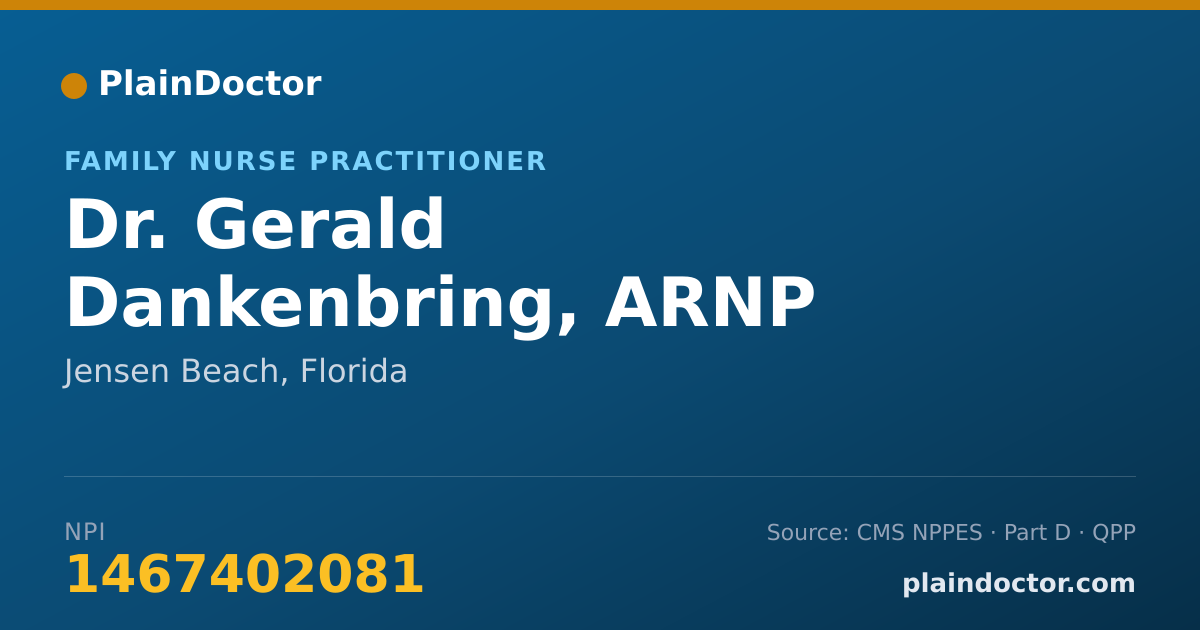 Shareable card for Gerald Dankenbring, ARNP - Family Nurse Practitioner, Jensen Beach, FL