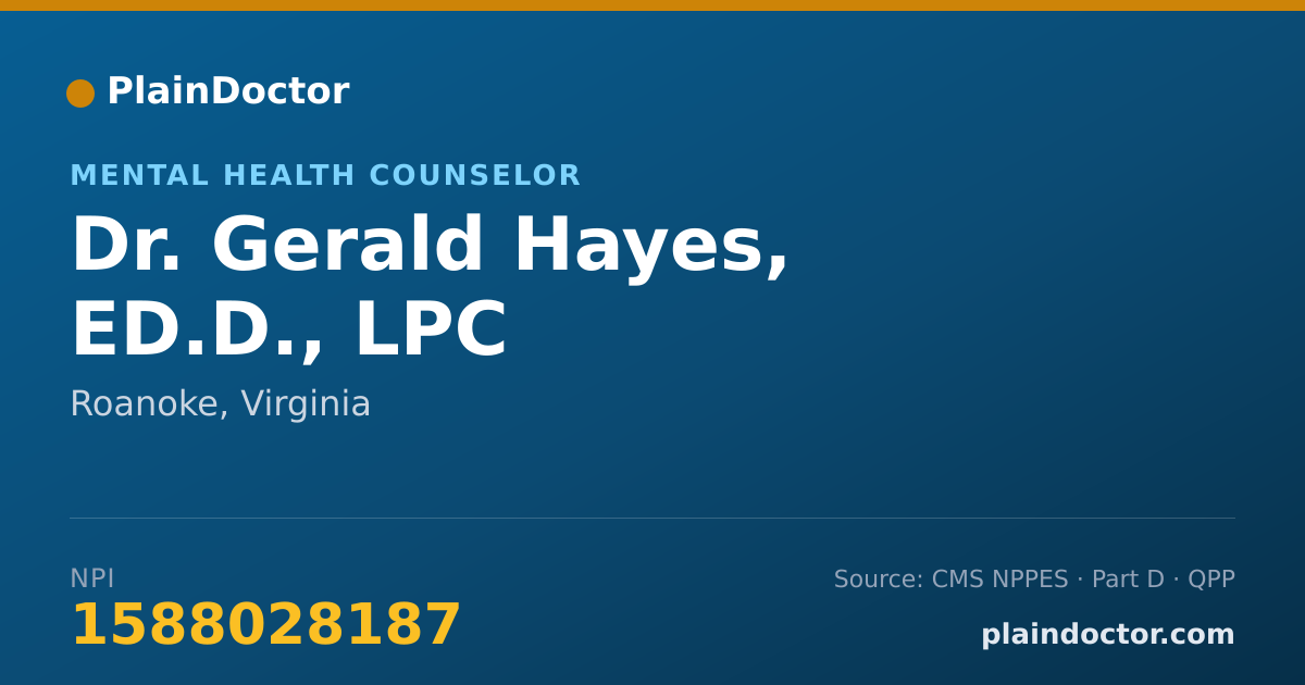 Shareable card for Gerald Hayes, ED.D., LPC - Mental Health Counselor, Roanoke, VA