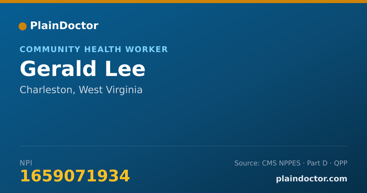 Shareable card for Gerald Lee - Community Health Worker, Charleston, WV