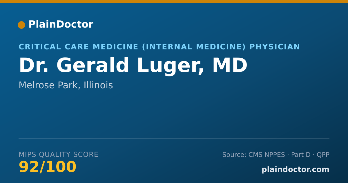 Shareable card for Gerald Luger, MD - Critical Care Medicine (Internal Medicine) Physician, Melrose Park, IL