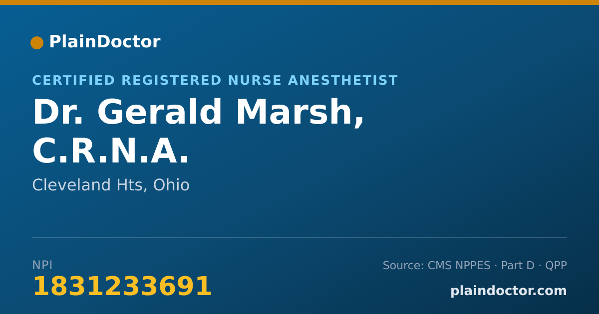 Shareable card for Gerald Marsh, C.R.N.A. - Certified Registered Nurse Anesthetist, Cleveland Hts, OH