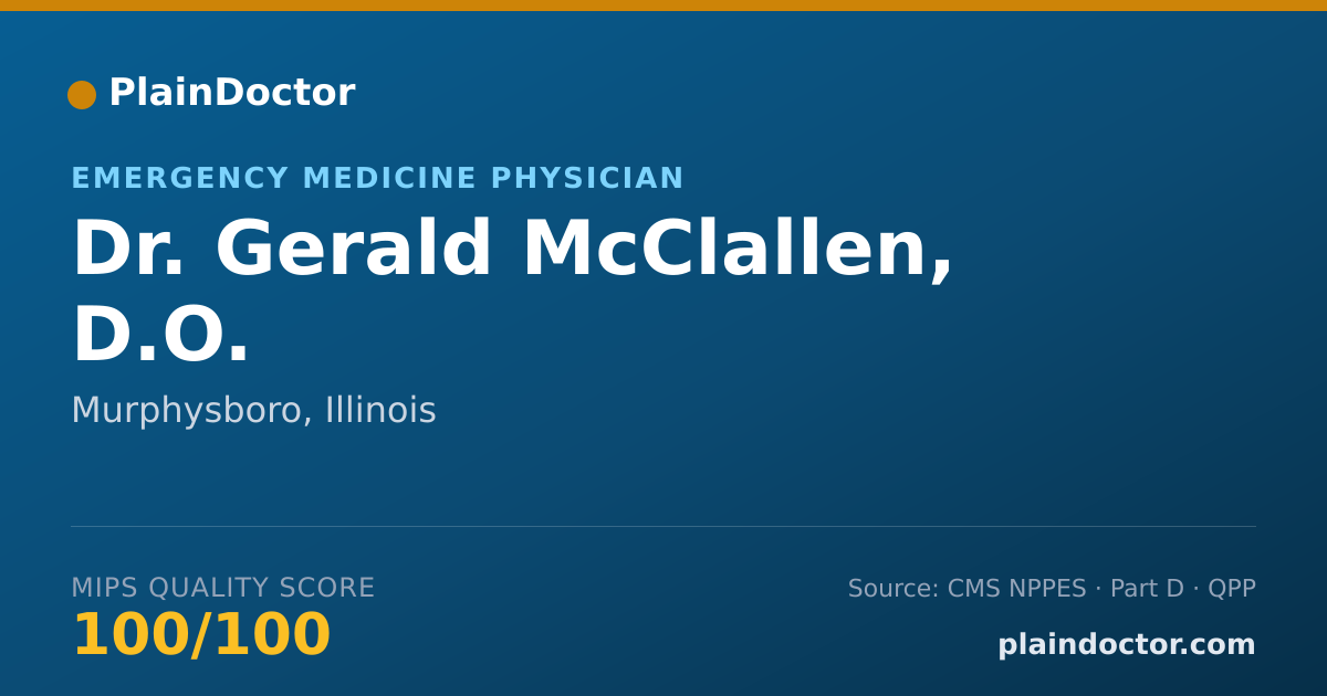 Shareable card for Gerald McClallen, D.O. - Emergency Medicine Physician, Murphysboro, IL