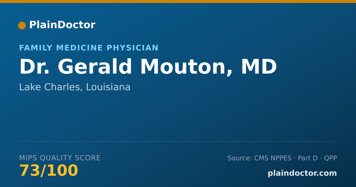 Shareable card for Gerald Mouton, MD - Family Medicine Physician, Lake Charles, LA