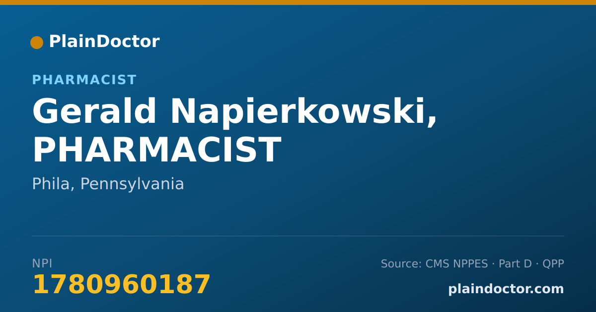 Shareable card for Gerald Napierkowski, PHARMACIST - Pharmacist, Phila, PA
