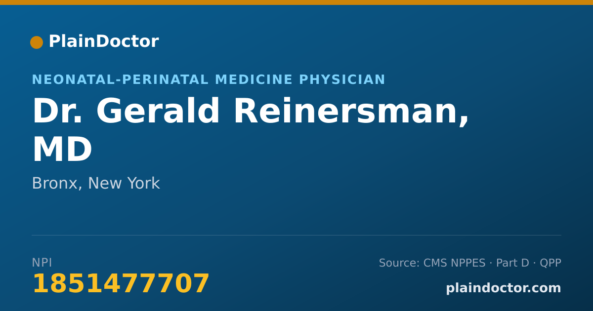 Shareable card for Gerald Reinersman, MD - Neonatal-Perinatal Medicine Physician, Bronx, NY