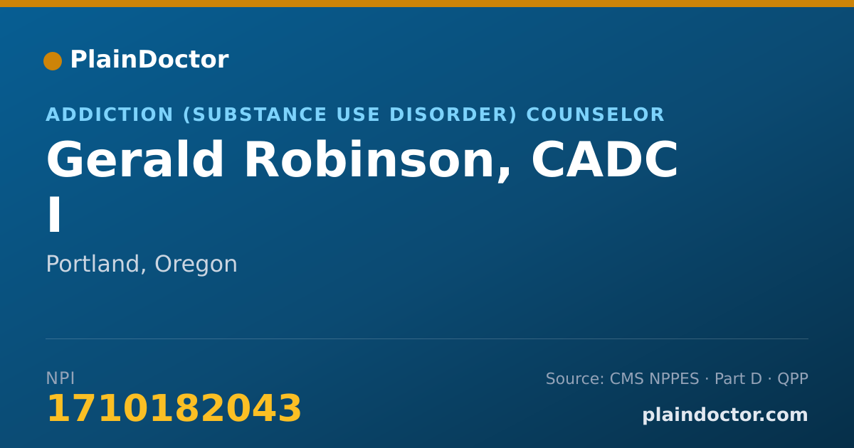 Shareable card for Gerald Robinson, CADC I - Addiction (Substance Use Disorder) Counselor, Portland, OR