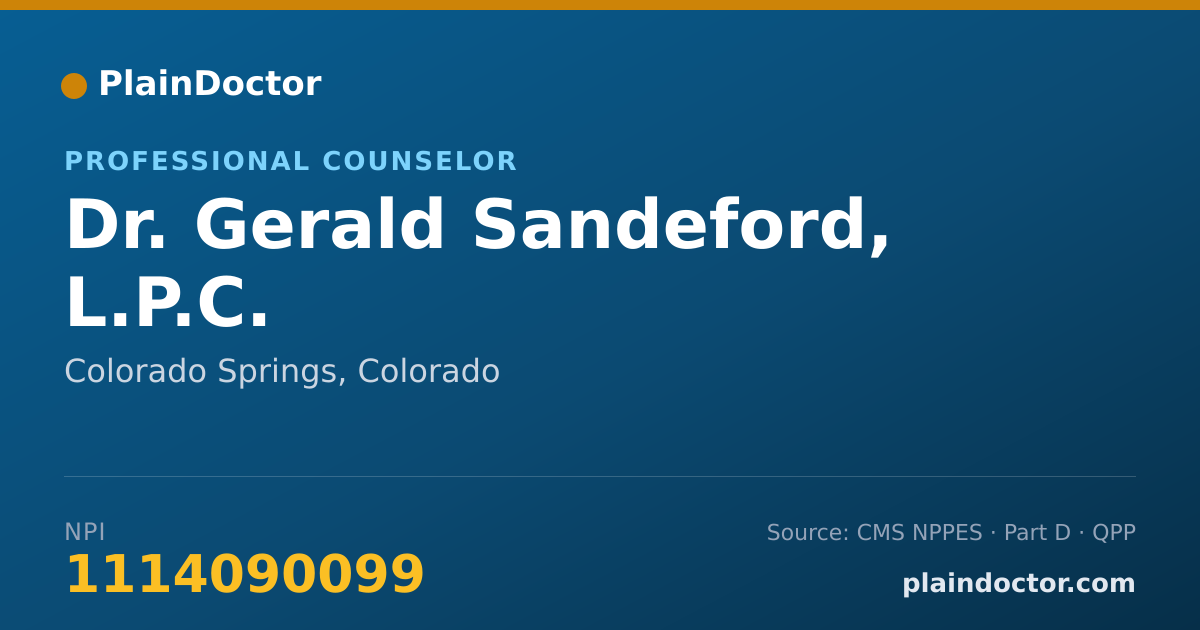 Shareable card for Gerald Sandeford, L.P.C. - Professional Counselor, Colorado Springs, CO