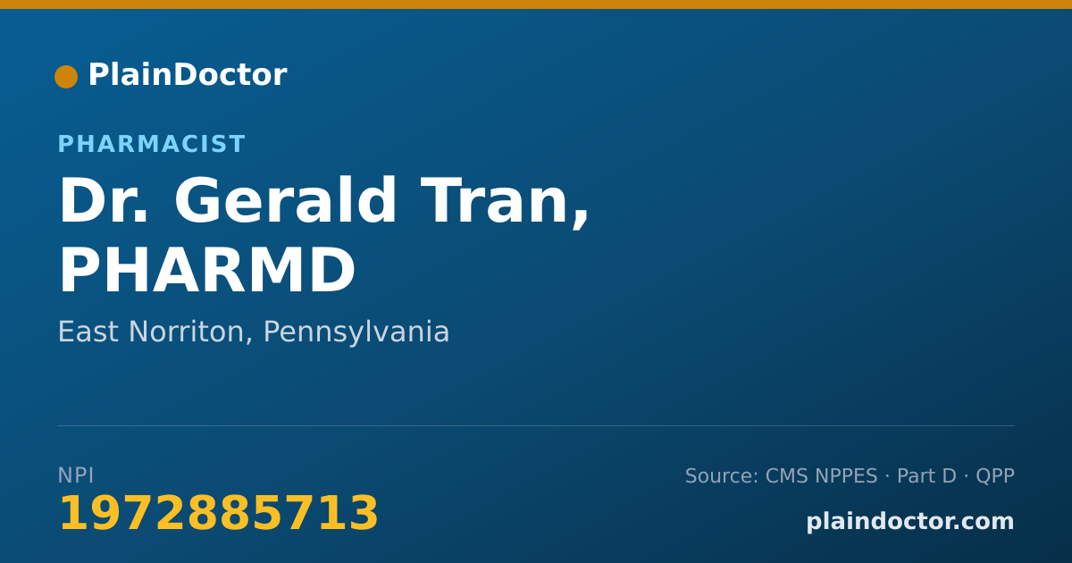 Shareable card for Gerald Tran, PHARMD - Pharmacist, East Norriton, PA