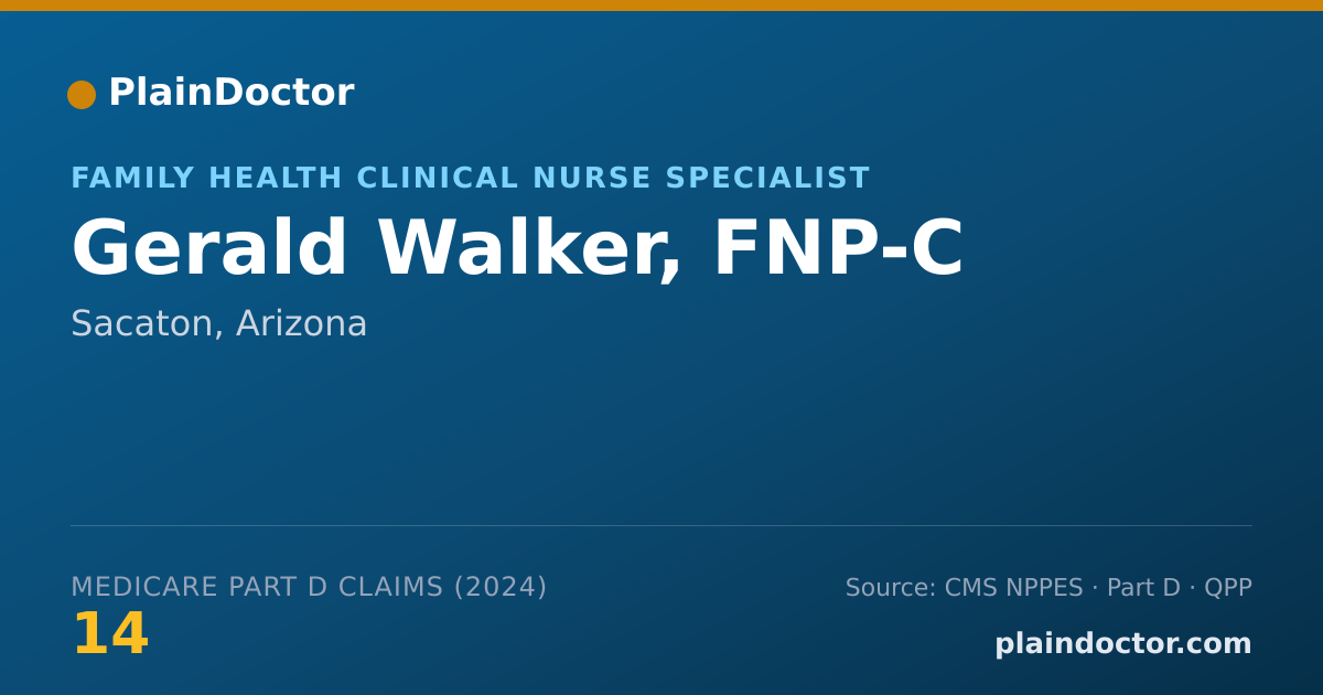 Shareable card for Gerald Walker, FNP-C - Family Health Clinical Nurse Specialist, Sacaton, AZ