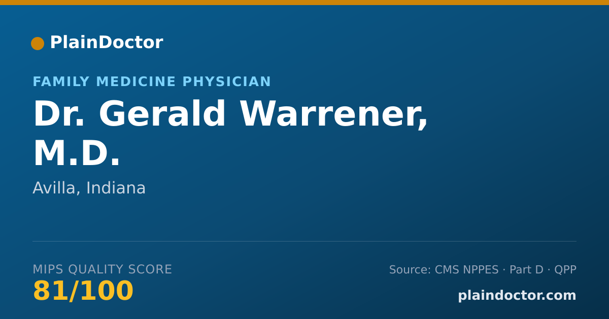 Shareable card for Gerald Warrener, M.D. - Family Medicine Physician, Avilla, IN