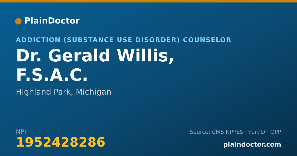 Shareable card for Gerald Willis, F.S.A.C. - Addiction (Substance Use Disorder) Counselor, Highland Park, MI