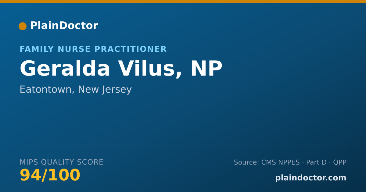 Shareable card for Geralda Vilus, NP - Family Nurse Practitioner, Eatontown, NJ
