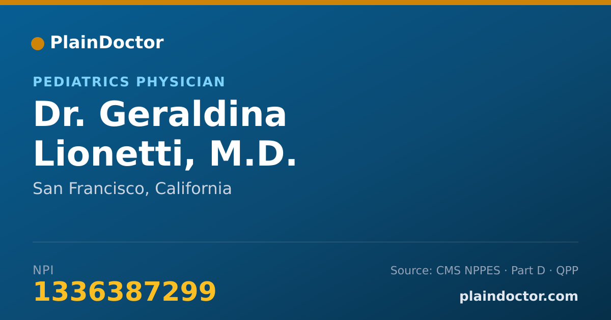 Shareable card for Geraldina Lionetti, M.D. - Pediatrics Physician, San Francisco, CA