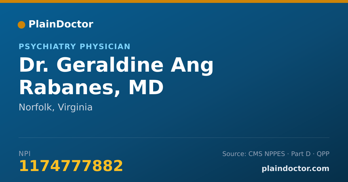 Shareable card for Geraldine Ang Rabanes, MD - Psychiatry Physician, Norfolk, VA