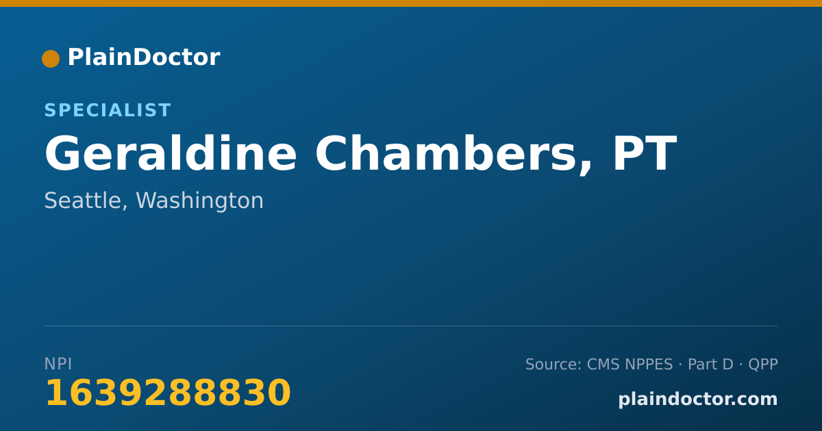 Shareable card for Geraldine Chambers, PT - Specialist, Seattle, WA