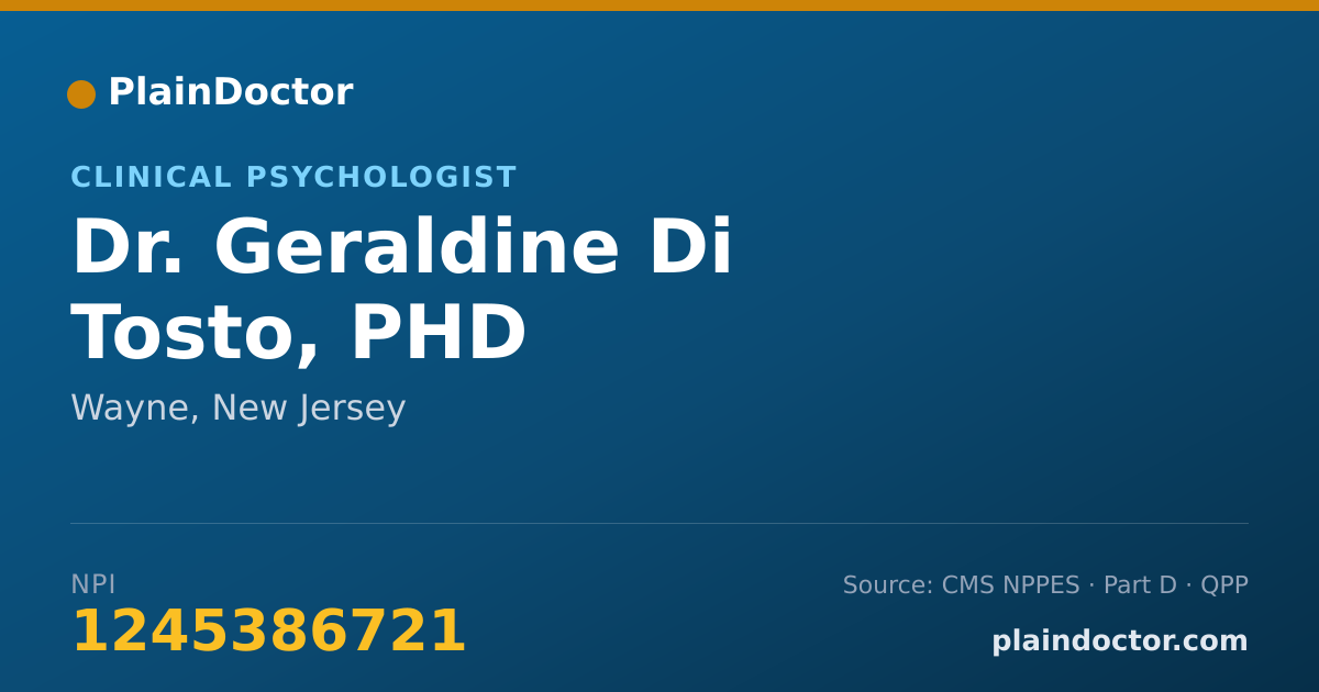 Shareable card for Geraldine Di Tosto, PHD - Clinical Psychologist, Wayne, NJ