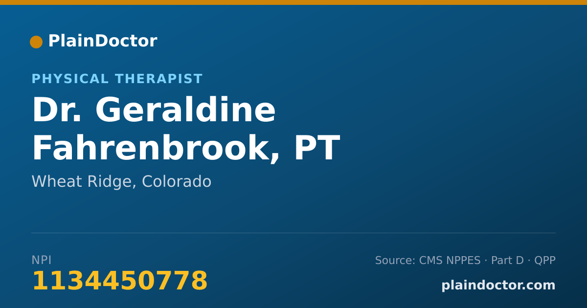 Shareable card for Geraldine Fahrenbrook, PT - Physical Therapist, Wheat Ridge, CO