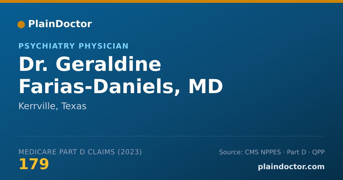 Shareable card for Geraldine Farias-Daniels, MD - Psychiatry Physician, Kerrville, TX