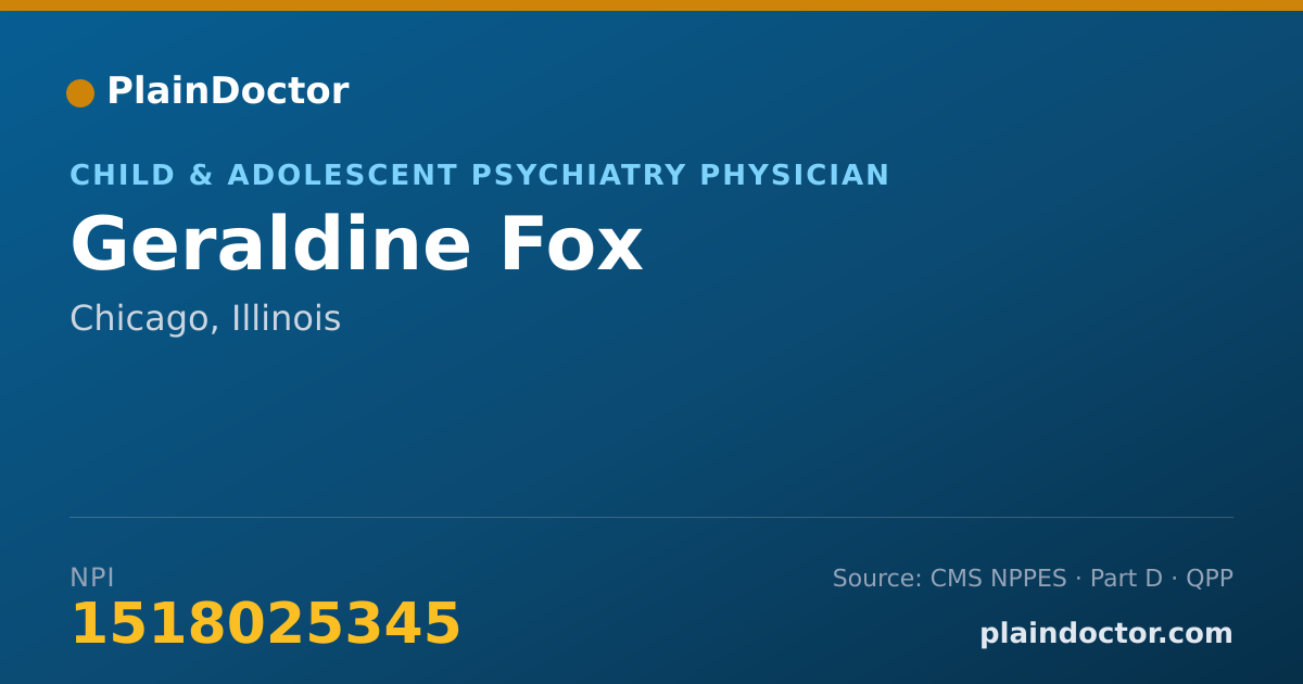 Shareable card for Geraldine Fox - Child & Adolescent Psychiatry Physician, Chicago, IL