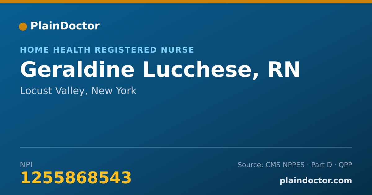 Shareable card for Geraldine Lucchese, RN - Home Health Registered Nurse, Locust Valley, NY