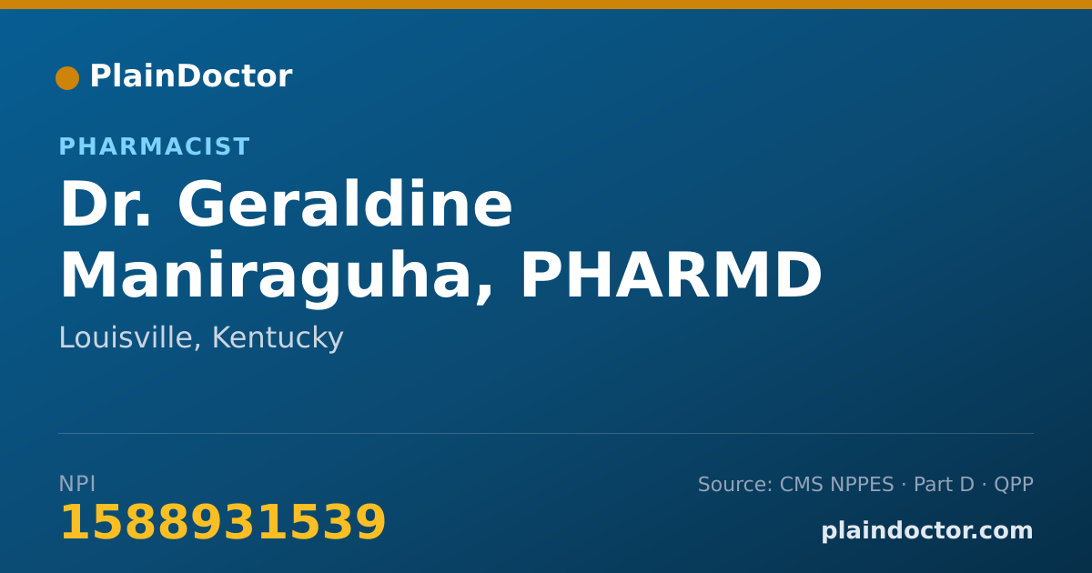 Shareable card for Geraldine Maniraguha, PHARMD - Pharmacist, Louisville, KY