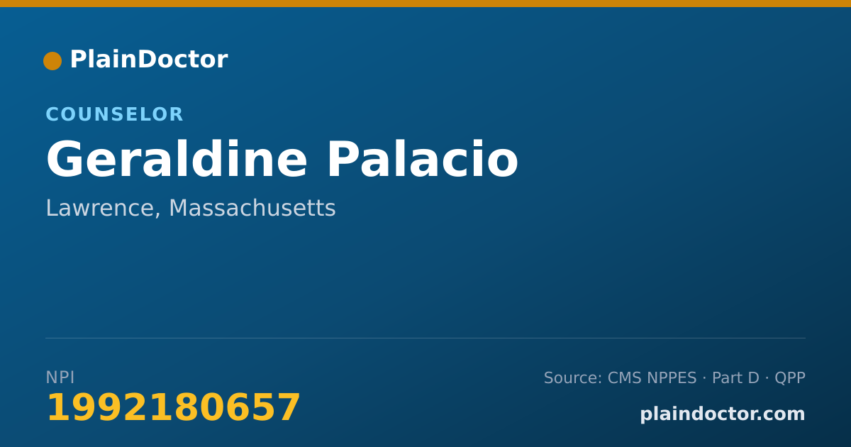 Shareable card for Geraldine Palacio - Counselor, Lawrence, MA