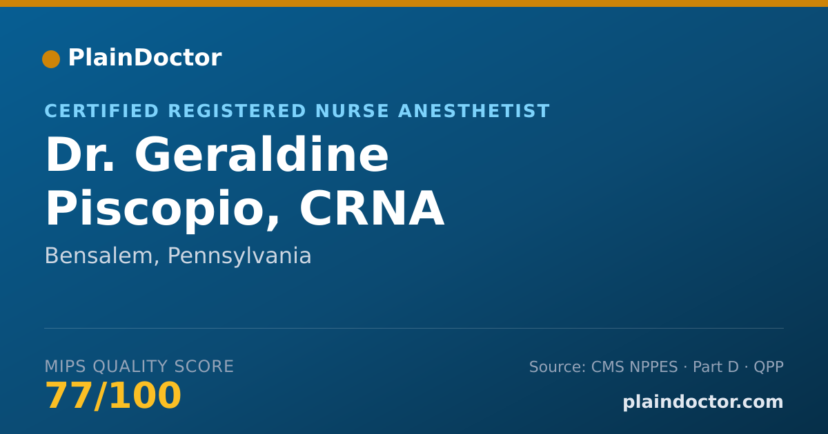 Shareable card for Geraldine Piscopio, CRNA - Certified Registered Nurse Anesthetist, Bensalem, PA