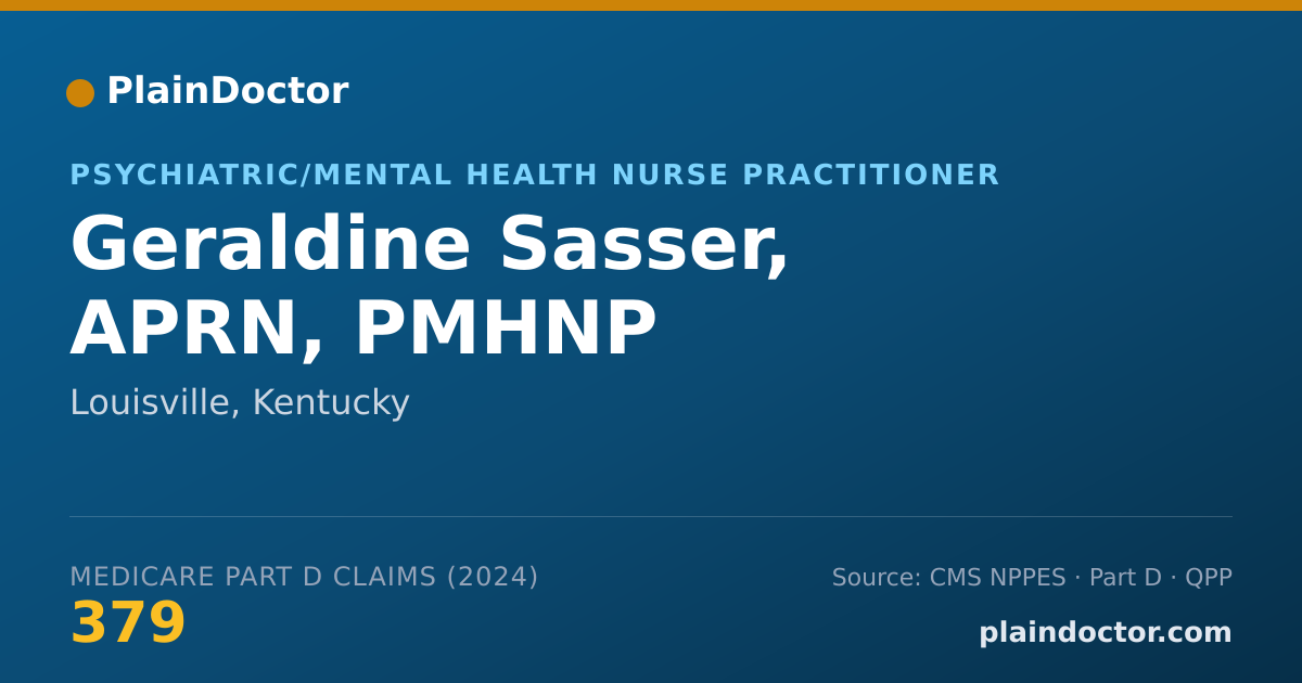 Shareable card for Geraldine Sasser, APRN, PMHNP - Psychiatric/Mental Health Nurse Practitioner, Louisville, KY