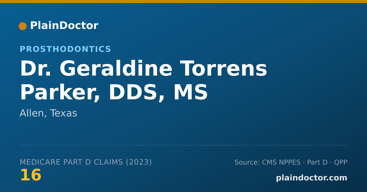 Shareable card for Geraldine Torrens Parker, DDS, MS - Prosthodontics, Allen, TX