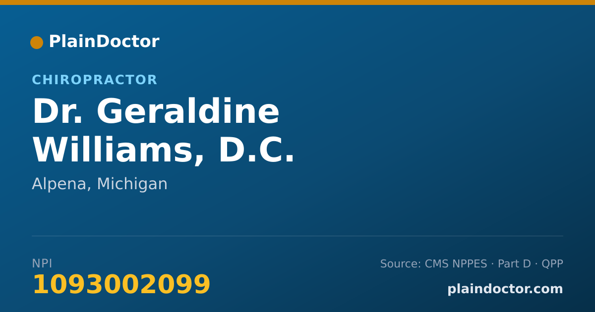 Shareable card for Geraldine Williams, D.C. - Chiropractor, Alpena, MI