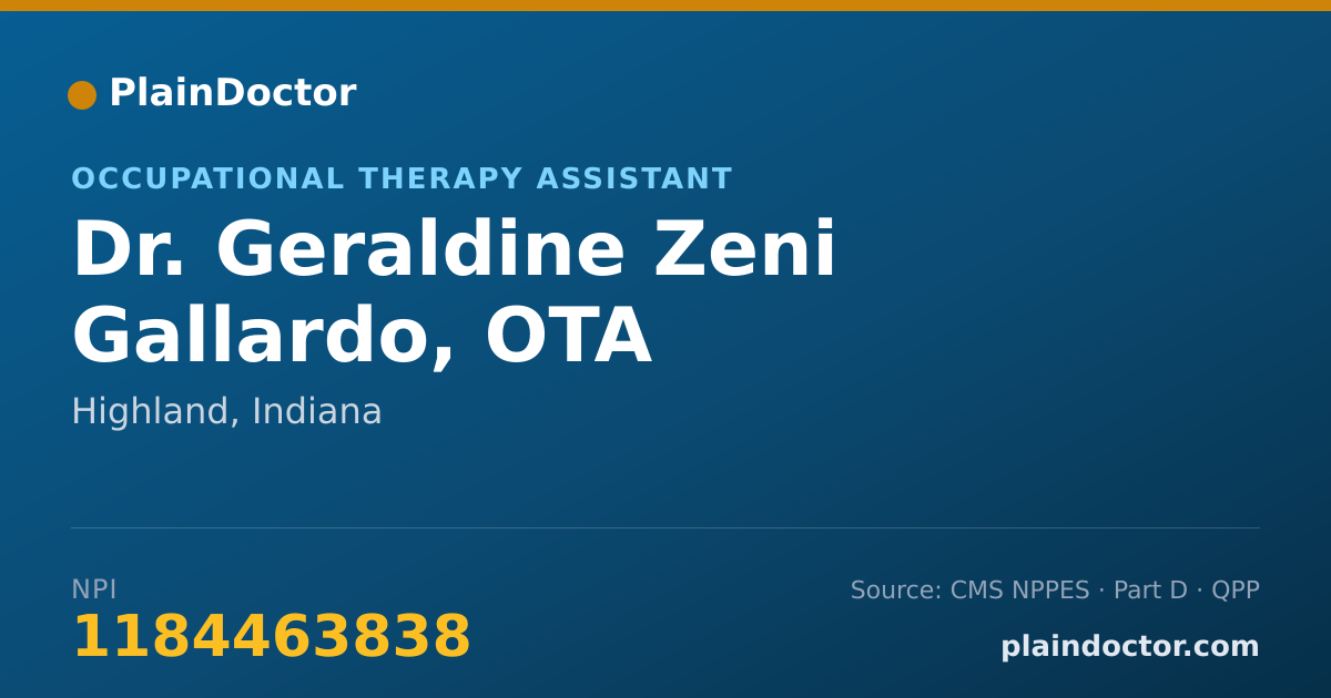 Shareable card for Geraldine Zeni Gallardo, OTA - Occupational Therapy Assistant, Highland, IN
