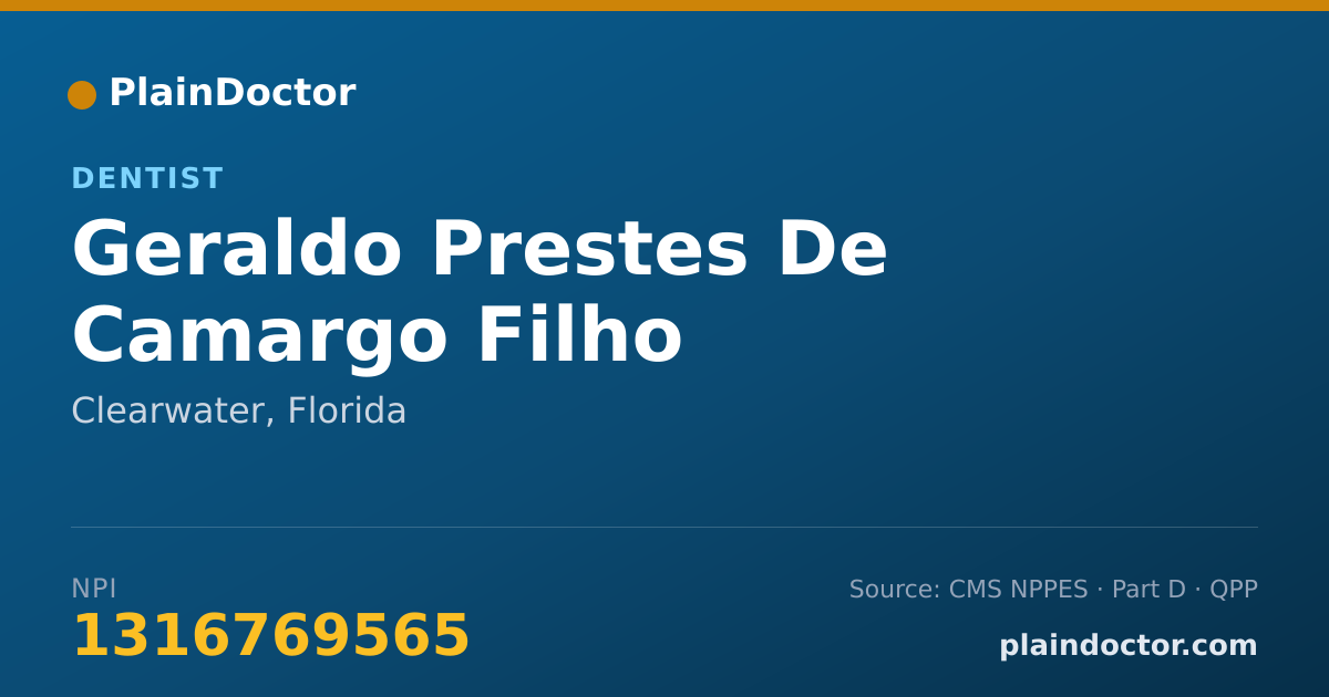 Shareable card for Geraldo Prestes De Camargo Filho - Dentist, Clearwater, FL