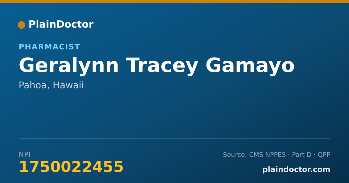 Shareable card for Geralynn Tracey Gamayo - Pharmacist, Pahoa, HI
