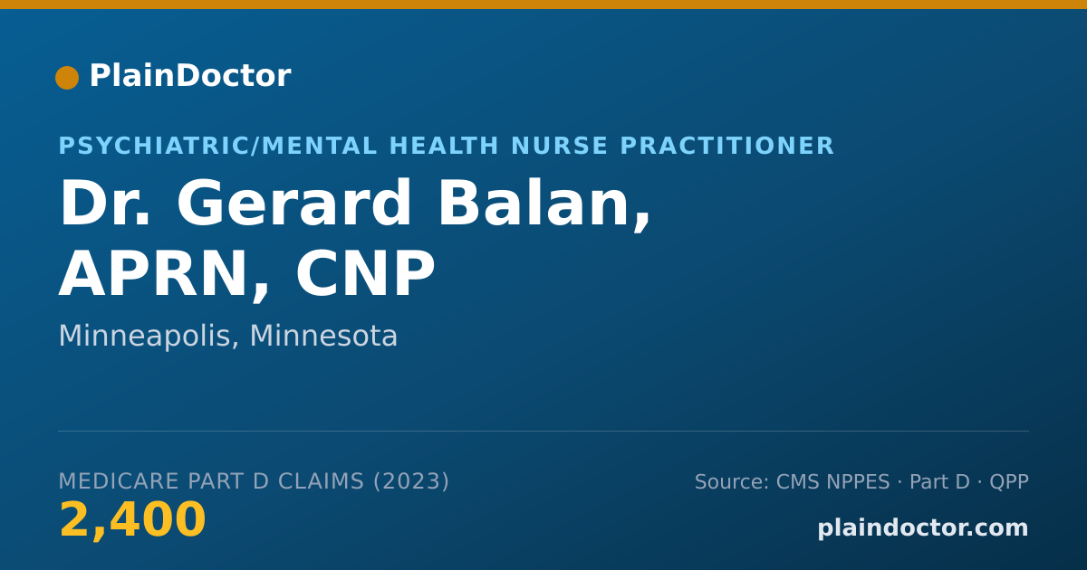 Shareable card for Gerard Balan, APRN, CNP - Psychiatric/Mental Health Nurse Practitioner, Minneapolis, MN