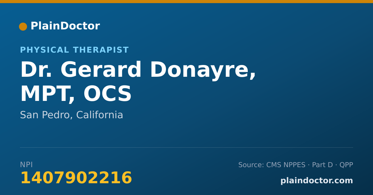Shareable card for Gerard Donayre, MPT, OCS - Physical Therapist, San Pedro, CA