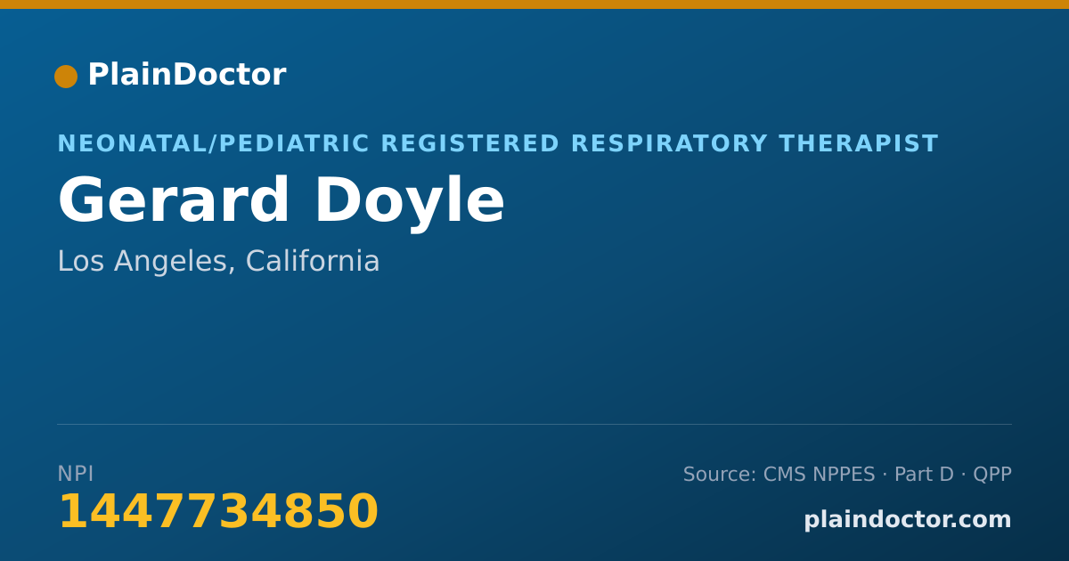 Shareable card for Gerard Doyle - Neonatal/Pediatric Registered Respiratory Therapist, Los Angeles, CA