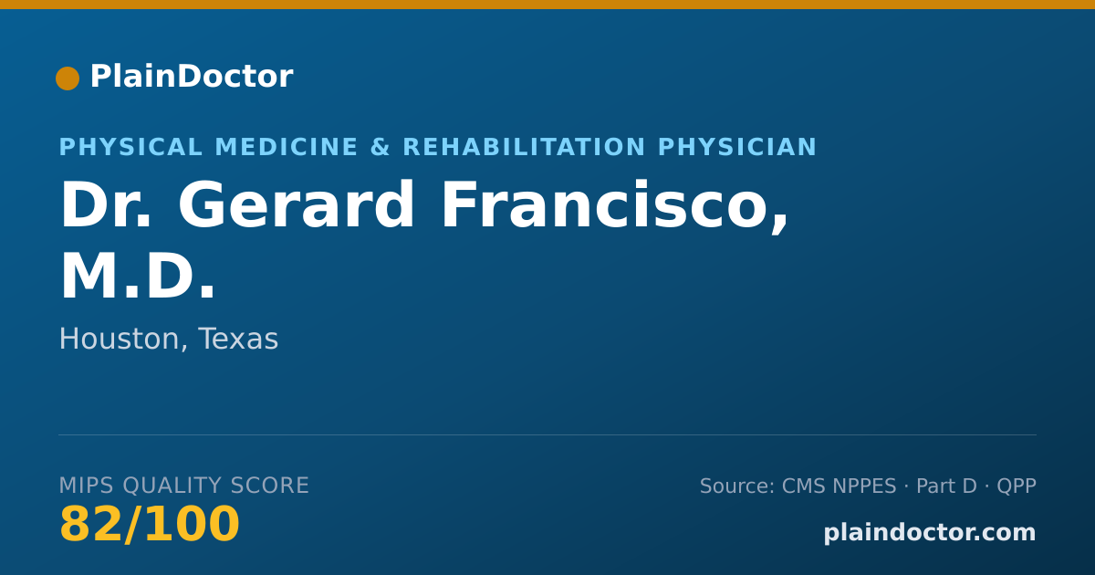 Shareable card for Gerard Francisco, M.D. - Physical Medicine & Rehabilitation Physician, Houston, TX
